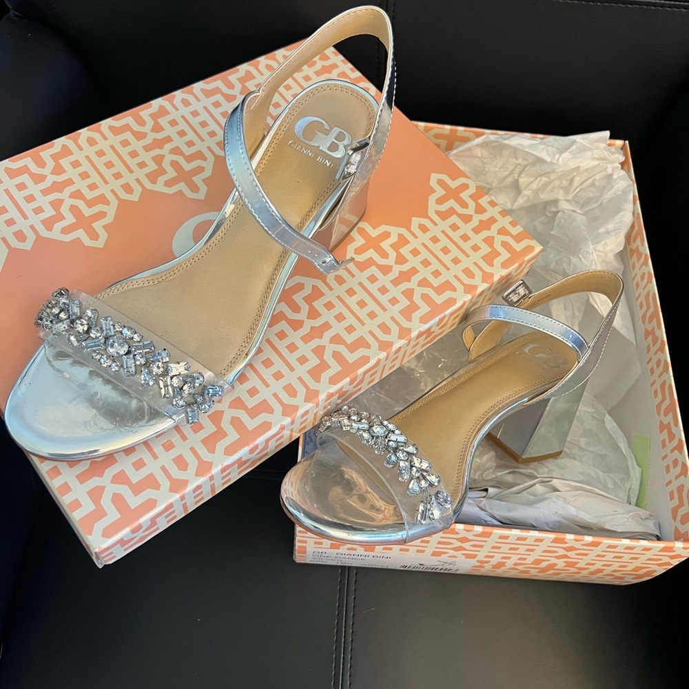 Gianni Bini Silver Embellished Heels for Special Occasions